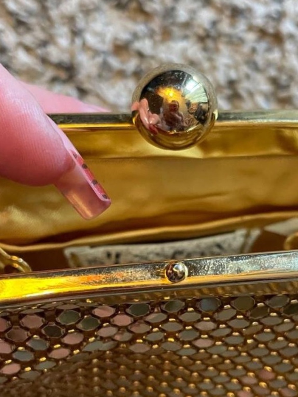 Gold Mesh Evening Clutch with Top-Kiss Closure